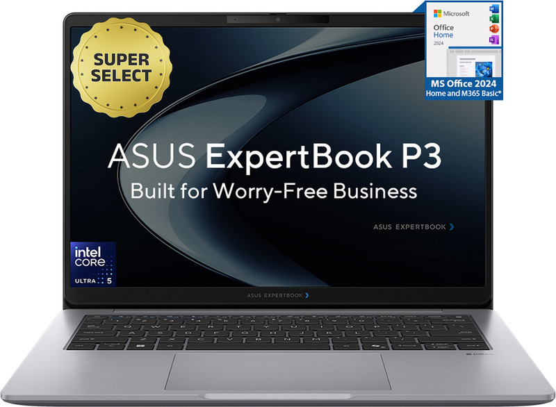 ASUS ExpertBook P3 Intel Core Ultra 5 225H - (16 GB/512 GB SSD/Windows 11 Home) P3406CCAP-LY1005WS Laptop 14 inch, Misty Grey, 1.52 kg, With MS Office