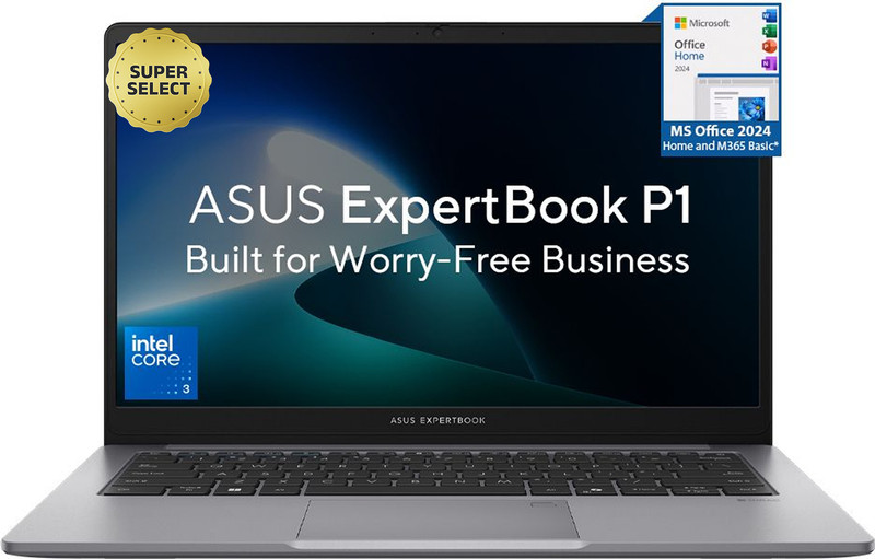 ASUS ExpertBook P1 (i3 14th Gen) with 1 Yr ADP Intel Core 3 14th Gen 100U - (8 GB/512 GB SSD/Windows 11 Home) P1503CVA-S72562WS Thin and Light Laptop 