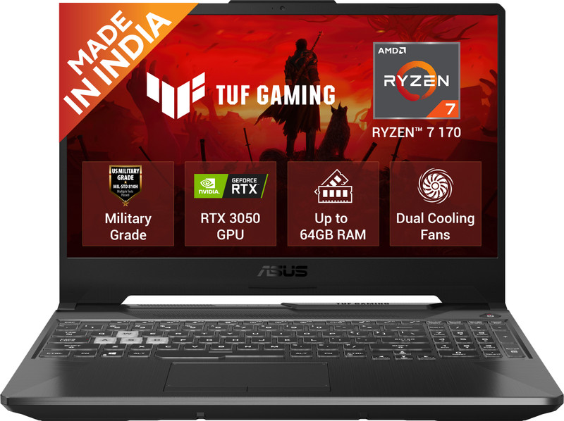 ASUS TUF Gaming A15 (2026) AMD Ryzen 7 170 - (16 GB/512 GB SSD/Windows 11 Home/4 GB Graphics/NVIDIA GeForce RTX 3050/144 Hz) FA506NCQ-IN080W Gaming La