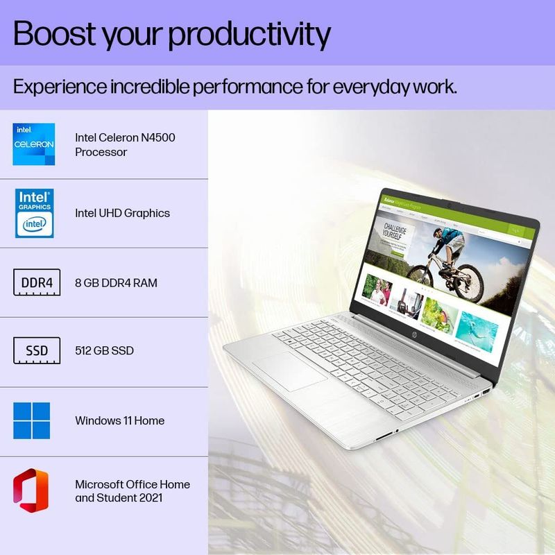 HP Laptop 15s Intel Celeron N4500 8GB 512GB SSD - Image 3