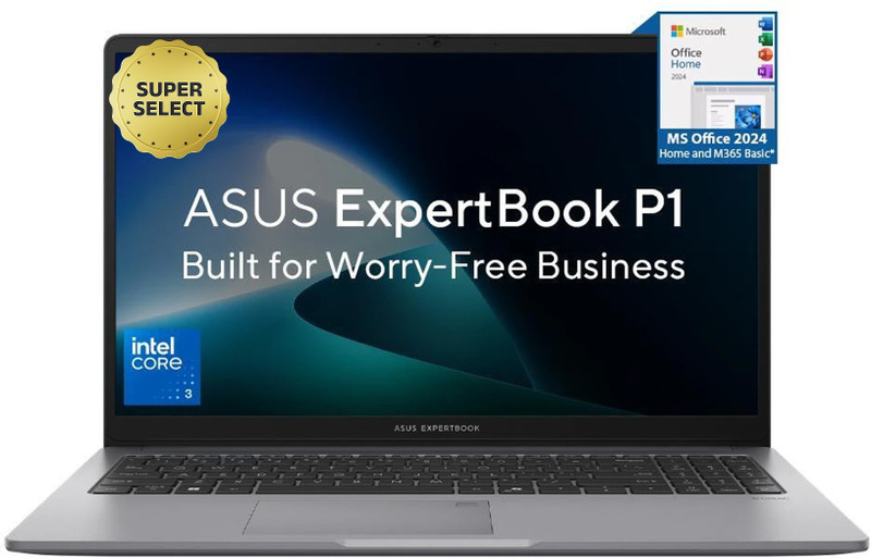 ASUS ExpertBook P1 with 1 Yr ADP (i3 14th Gen) Intel Core 3 100U - (16 GB/512 GB SSD/Windows 11 Home) P1503CVAI-S70006WS Thin and Light Laptop 15.6 in