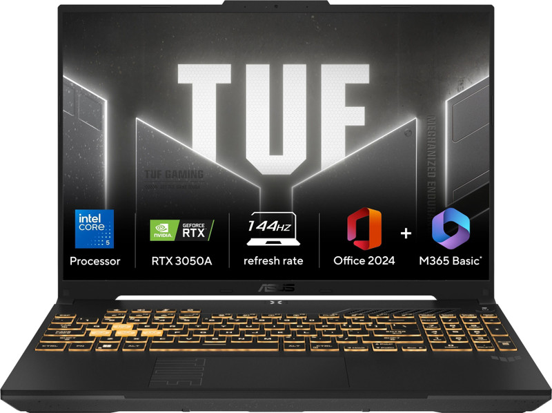 ASUS TUF Gaming F16 (2025) with Office 2024 + M365 Basic*, (i5 14th gen) Intel Core 5 210H - (16 GB/512 GB SSD/Windows 11 Home/4 GB Graphics/NVIDIA Ge