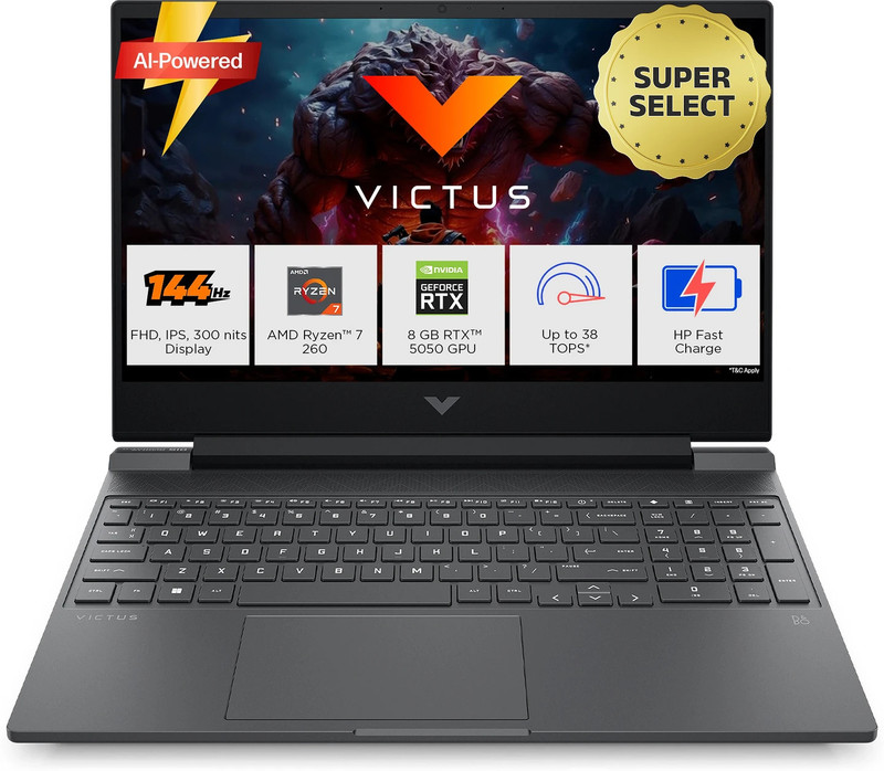 hp victus ai amd ryzen 7 octa core 260 24 gb 1 tb ssd windows 11 home 8 gb graphics nvidia geforce rtx 5050 15 fb3185ax gaming laptop