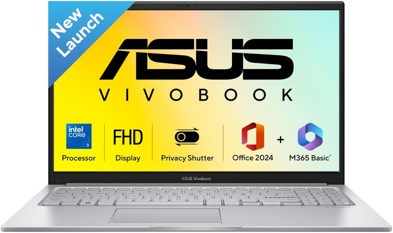 ASUS Vivobook 15 (2026) Intel Core 3 100U - (8 GB/512 GB SSD/Windows 11 Home) X1504VAP-IN005WS Thin and Light Laptop 15.6 inch, Cool Silver, 1.7 kg, W