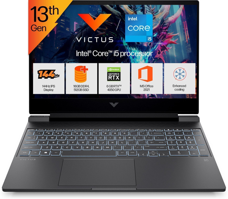 HP Victus Intel Core i5 13th Gen 13420H - (16 GB/512 GB SSD/Windows 11 Home/6 GB Graphics/NVIDIA GeForce RTX 4050/144 Hz) Victus 15-fa2381TX / 15-fa27