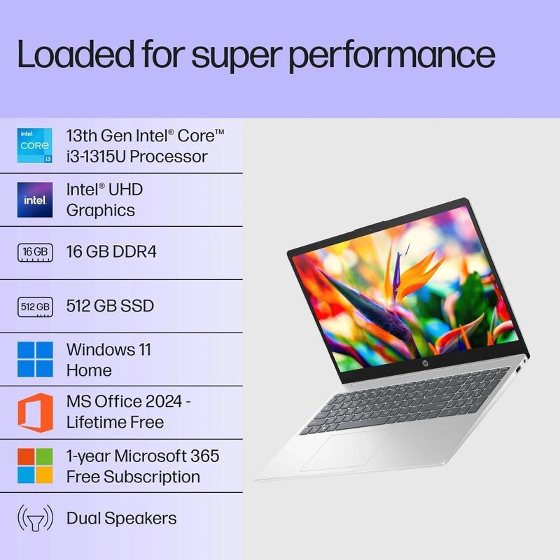 HP Laptop Intel Core i3 13th Gen 1315U 8GB 512GB SSD - Image 4