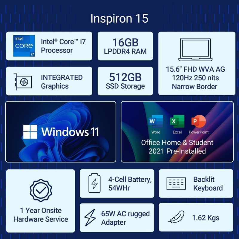 DELL 15 Intel Core i7 13th Gen 1355U 3530 Thin and Light Laptop - Image 3