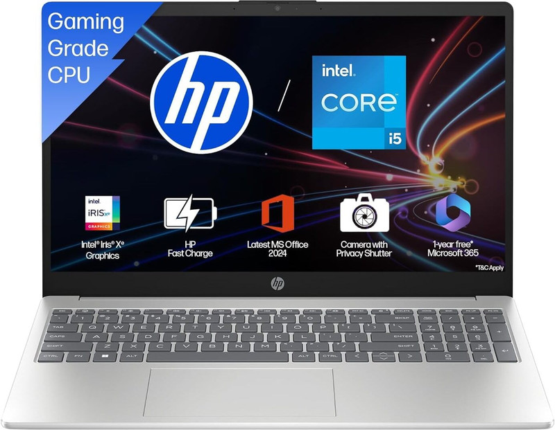 HP MS Office 2024 Intel Core i5 13th Gen 13420H - (16 GB/512 GB SSD/Windows 11 Home) 15-fr0045TU Thin and Light Laptop 15.6 inch, Natural Silver, 1.65