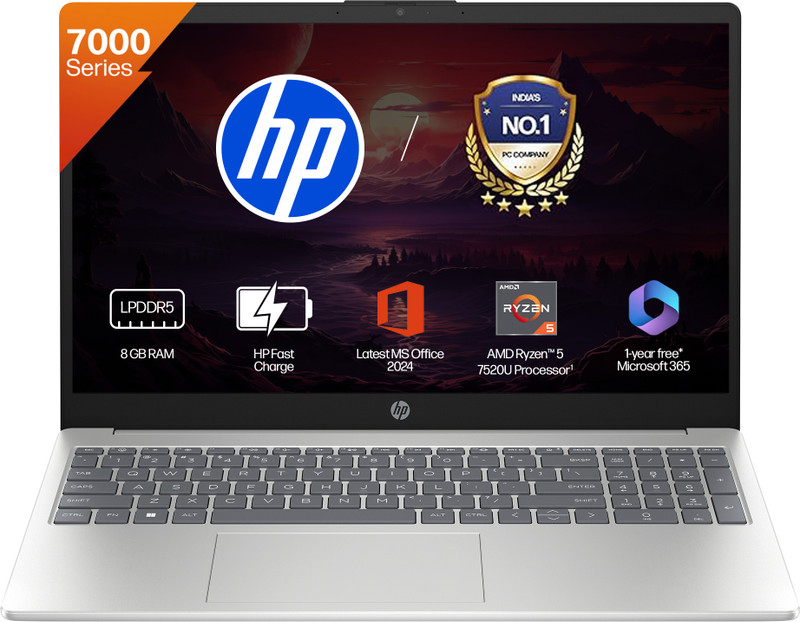 Hp 15 Amd Ryzen 5 Quad Core 7520u - 8 Gb/512 Gb Ssd/Windows 11 Home 15-fc0805au Thin And Light Laptop
