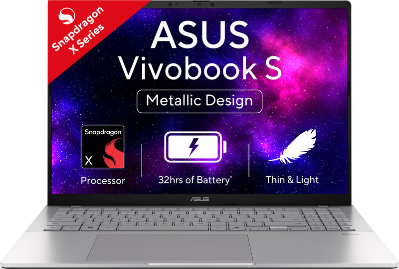 ASUS Vivobook S16 OLED (2025) with Backlit Keyboard, Metal Body*, Snapdragon X - (16 GB/512 GB SSD/Windows 11 Home) S3607QA-SH075WS Thin and Light Lap