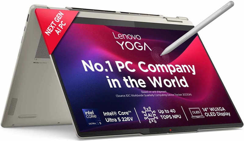 Lenovo Yoga 7 2-in-1 with 1Yr ADP Intel Core Ultra 5 226V - (16 GB/1 TB SSD/Windows 11 Home) 14ILL10 2 in 1 Laptop 14 Inch, Seashell, 1.38 Kg, With MS