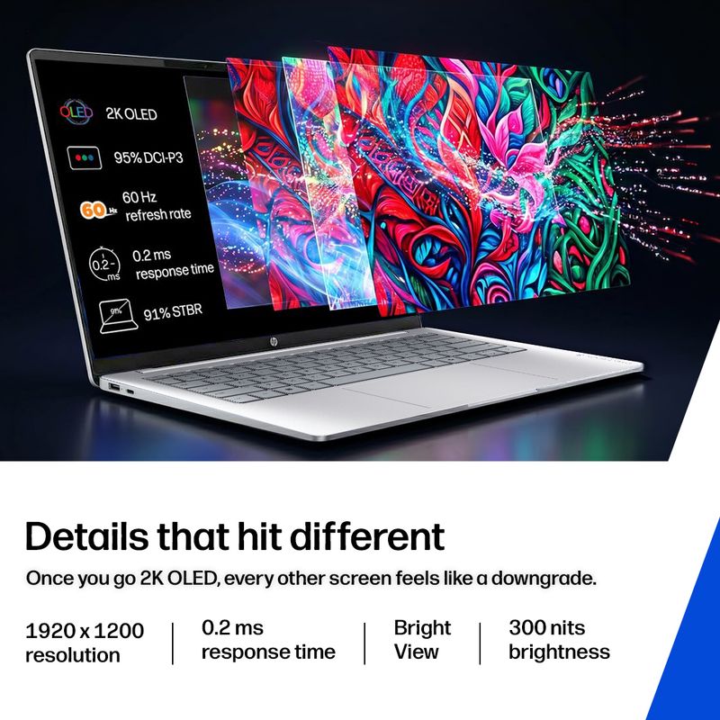 HP Omnibook 3 Next Gen AI PC, 2K OLED Intel Core 5 Series 3 315 - (12 GB/512 GB SSD/Windows 11 Home) 14-ht0242TU Laptop (14 inch, Glacier Silver Aluminum, 1.4 kg, With MS Office) - Image 5