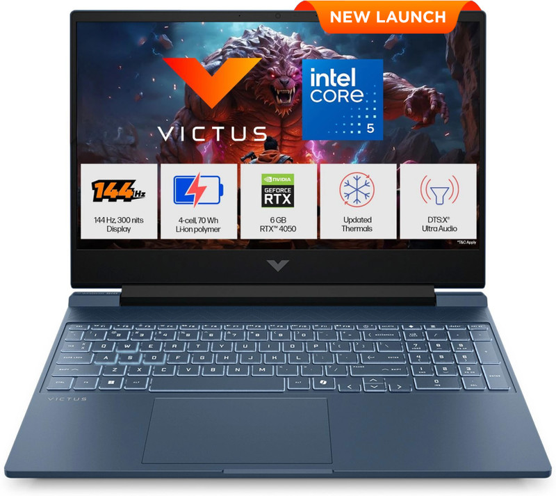 HP Victus (i5 14th Gen) Intel Core 5 210 H - (16 GB/512 GB SSD/Windows 11 Home/6 GB Graphics/NVIDIA GeForce RTX 4050) 15-fa2203TX Gaming Laptop 15.6 i