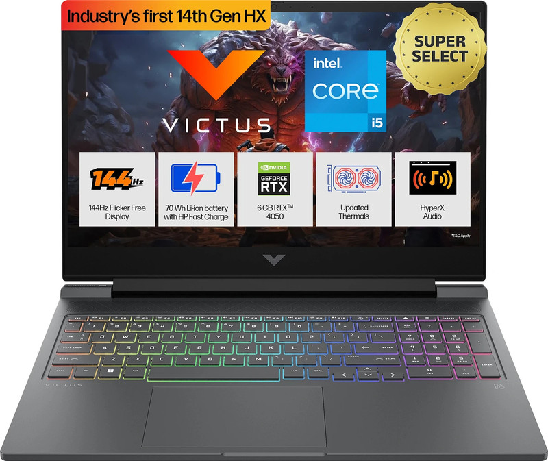 hp victus intel core i5 14th gen 14450hx 24 gb 512 gb ssd windows 11 home 6 graphics nvidia geforce rtx 4050 15 fa2382tx gaming laptop