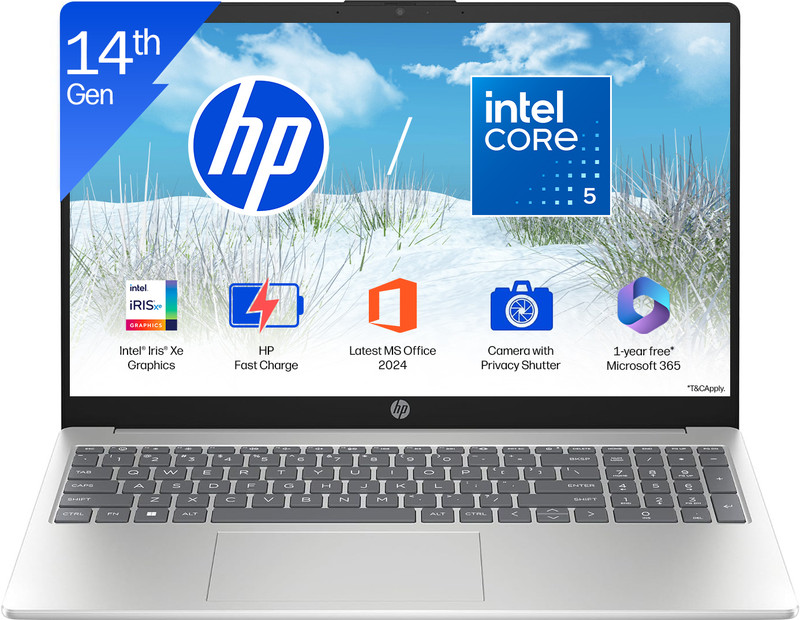 HP 15 (i5 14th Gen) Intel Core 5 120U - (24 GB/512 GB SSD/Windows 11 Home) 15-fd0262TU Thin and Light Laptop 15.6 inch, Natural Silver, 1.59 kg, With 