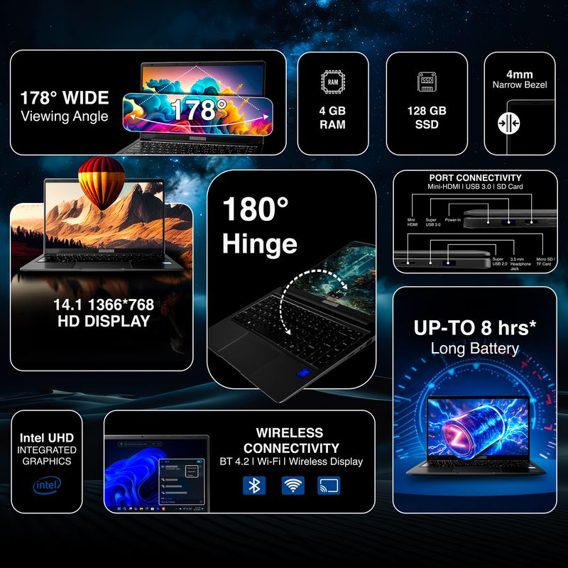 Ultimus APEX Pro Intel Pentium Quad Core N4200 - (4 GB/128 GB SSD...more - Image 5