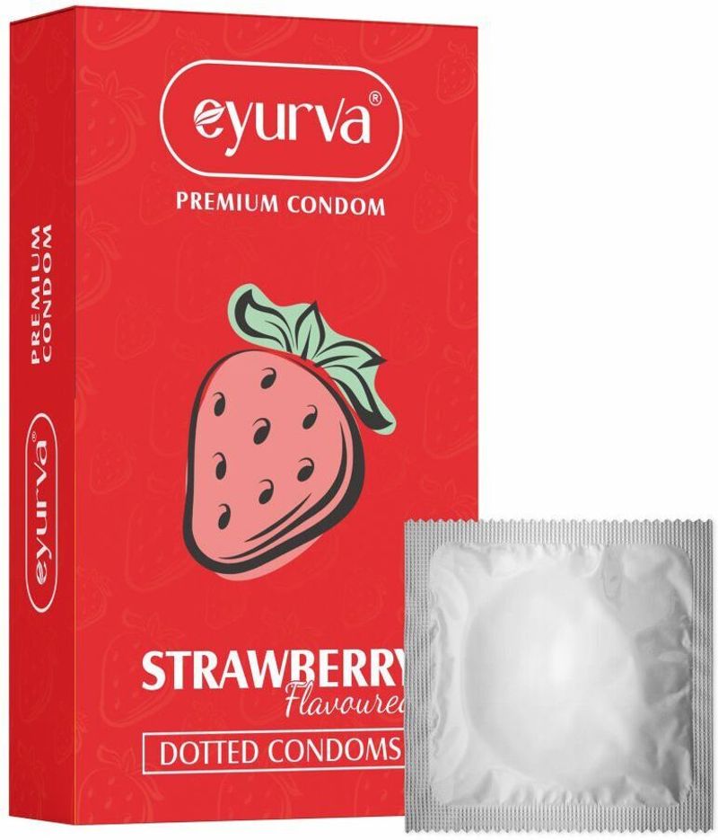 eyurva Dotted Strawberry Condoms 10 Pcs - Image 2