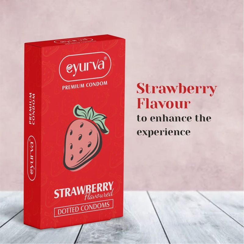 eyurva Dotted Strawberry Condoms 10 Pcs - Image 3