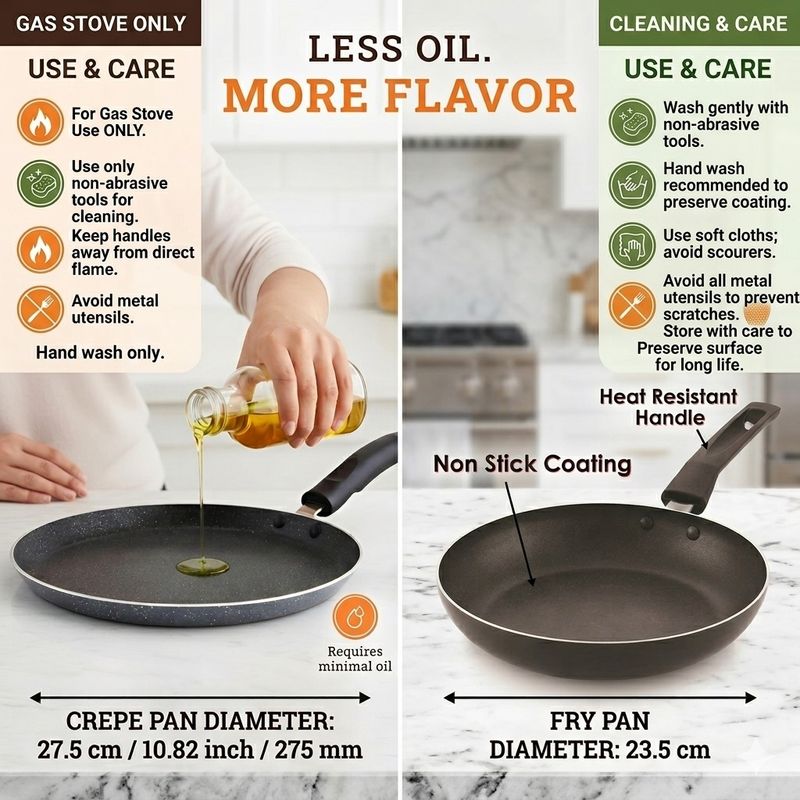HM EVOTEK Multipurpose Fry Pan with Lid Dosa Tawa Combo - Image 6