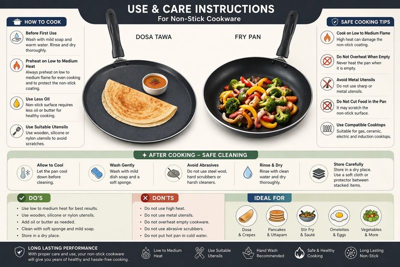 HM EVOTEK Multipurpose Fry Pan with Lid Dosa Tawa Combo - Image 4