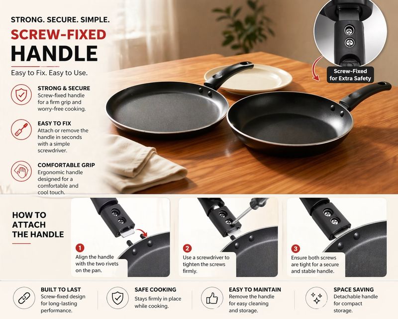 HM EVOTEK Multipurpose Fry Pan with Lid Dosa Tawa Combo - Image 5