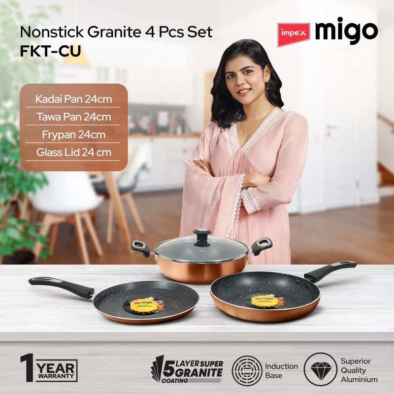 FKT 4 Pcs Nonstick Granite Cookware Set - Image 5