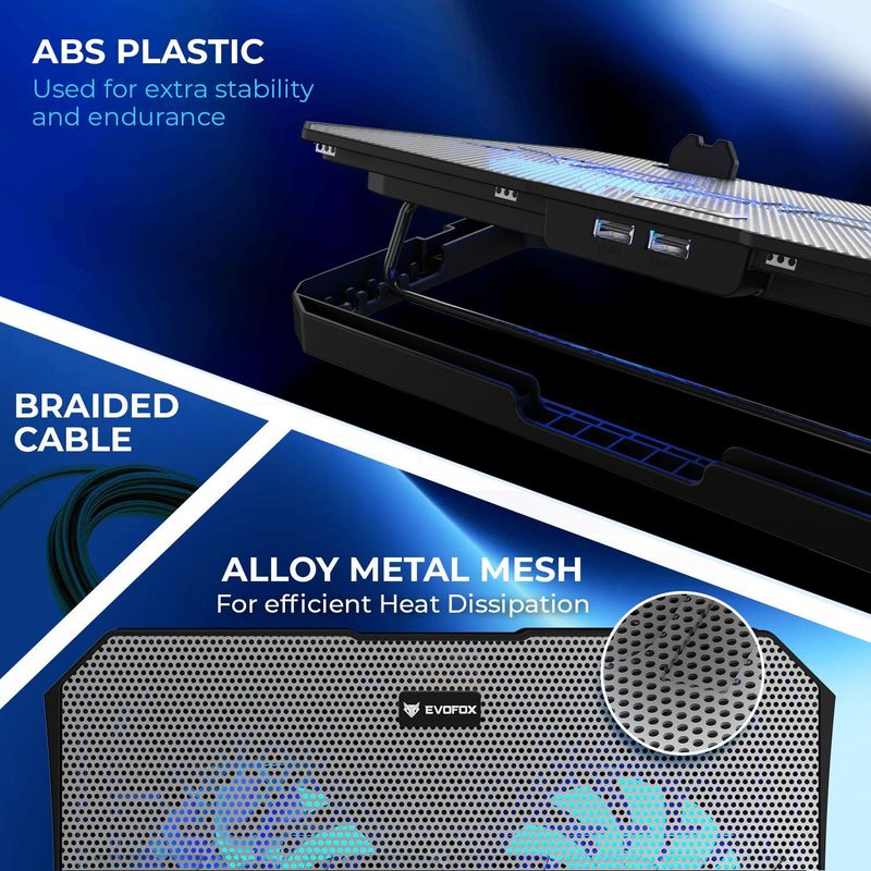 EVOFOX Frost 15.6 inches Blue LED Cooling Pad - Image 3
