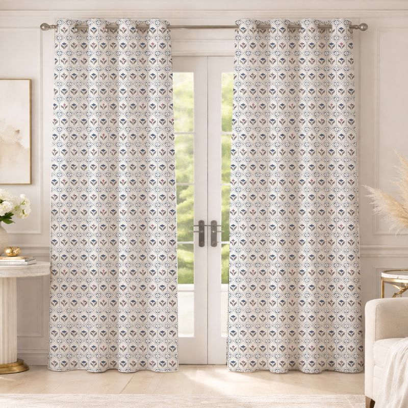 WEAVELINES 213 cm (7 ft) Door Cotton Room Darkening Curtain (Pack Of - Image 2
