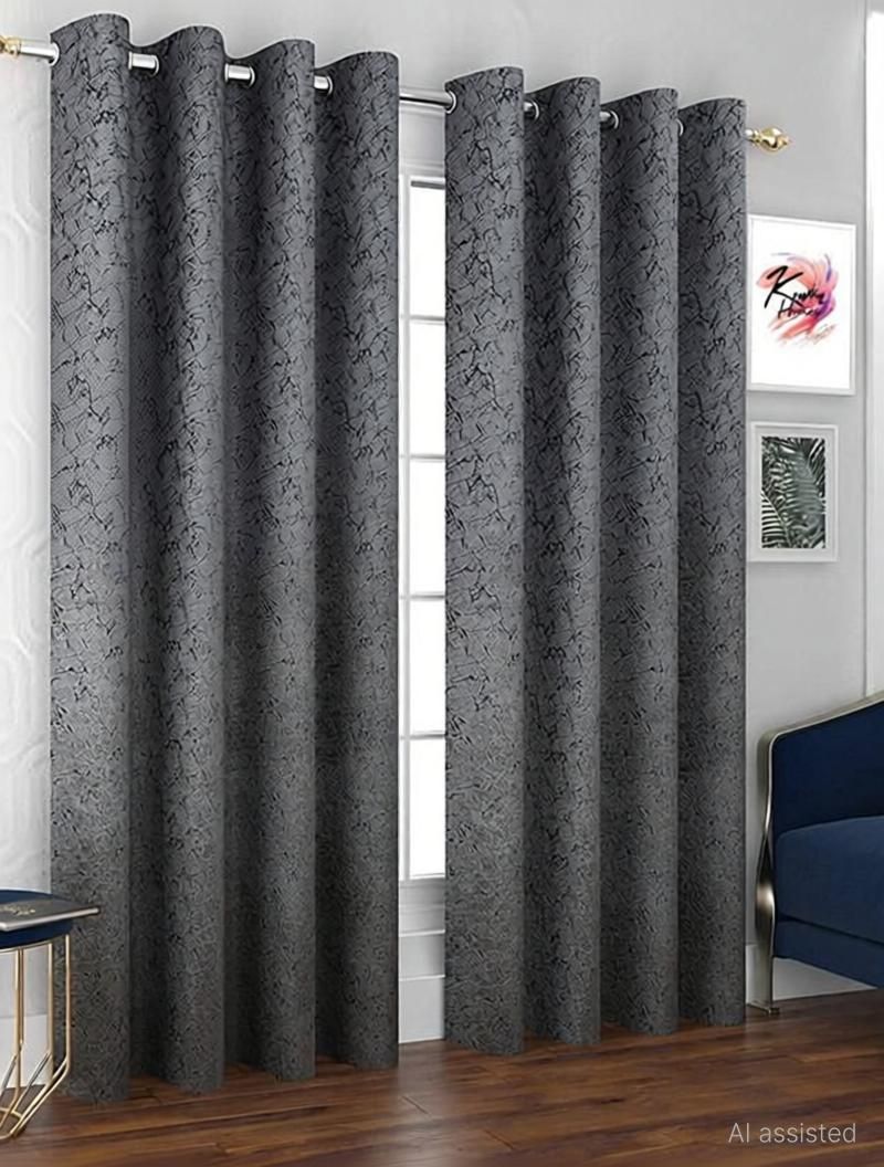 Kraftiq Homes 152 cm Velvet Room Darkening Curtain (Pack of 2) - Image 3