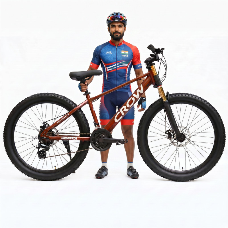 Crow DOMINATOR PRO 21 SPEED DOWNHILL JAK DUAL DISC shimano 26 T (inch) Mountain Cycle 21 Gear, Brown, Only Front Suspension