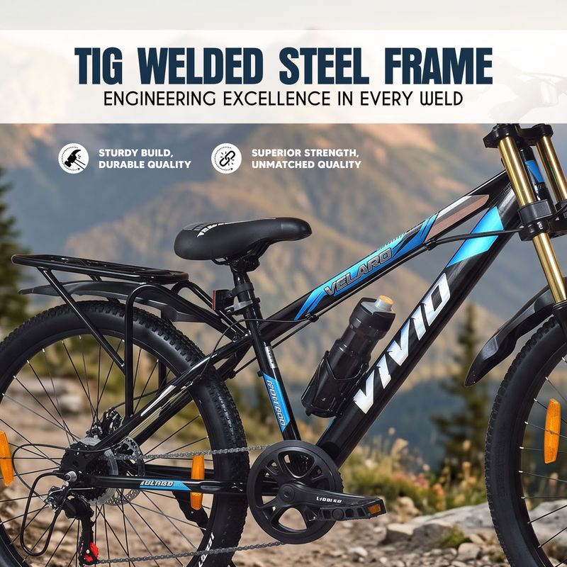 VIVID Valero Pro IBC 26T 7 Gear Cycle for Men,Double Crown Front Suspension, DD Brakes 26 T (inch) Mountain Cycle (7 Gear, Black, Only Front Suspension) - Image 5