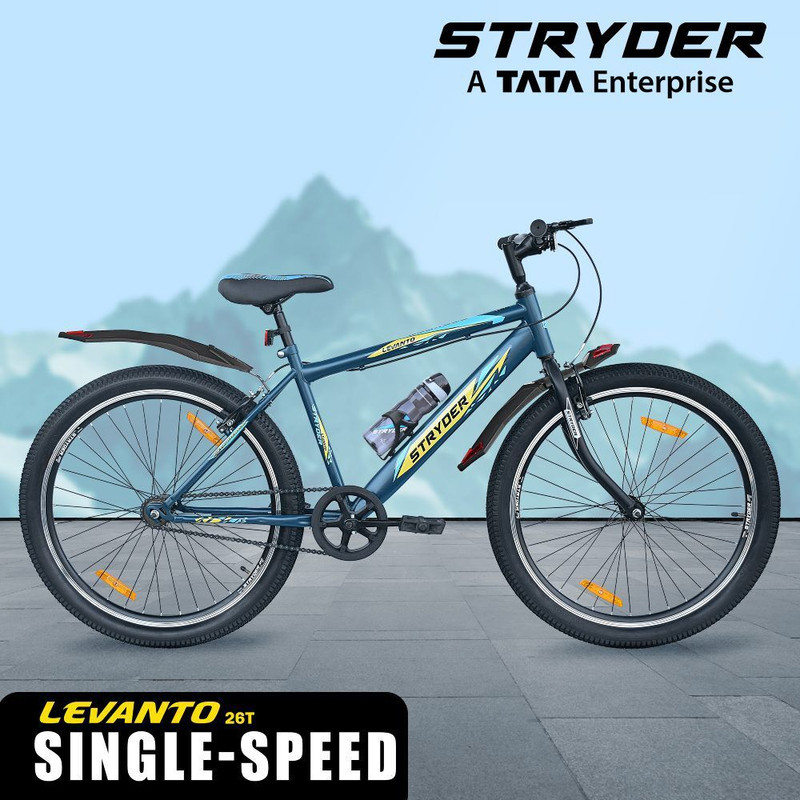 STRYDER Levanto 26” MTB Cycle - Durable & Stylish Ride 26 T (inch) Mountain Cycle Single Speed, Blue, Rigid