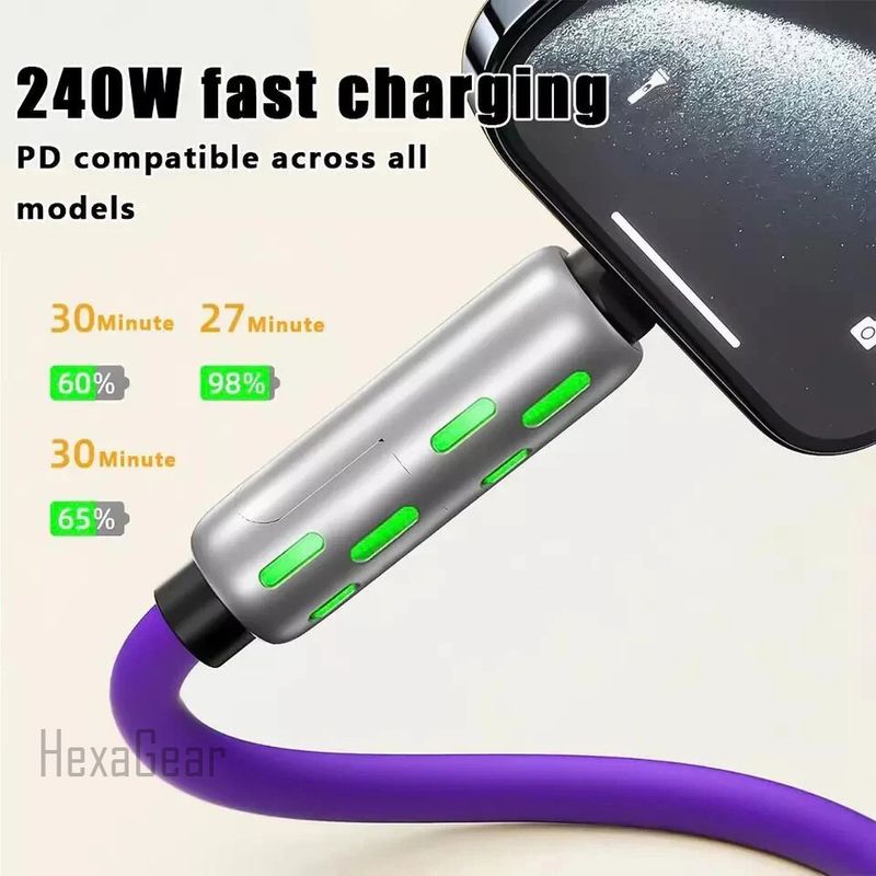 HexaGear 4-in-1 Cable 1.5A 1m Metal Braided 240W - Image 2
