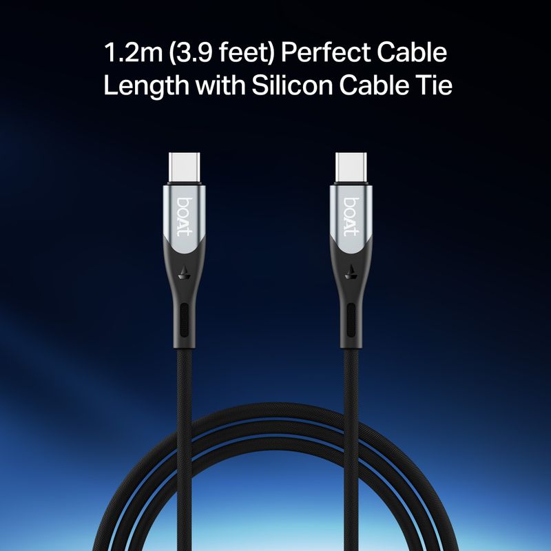 boAt USB Type C Cable 10 A 1.2 m C to C 65W (Compatible with All devices with Type- C Port, Carbon Black, Grey, One Cable, USB Type C To USB Type C, 65 W) - Image 6