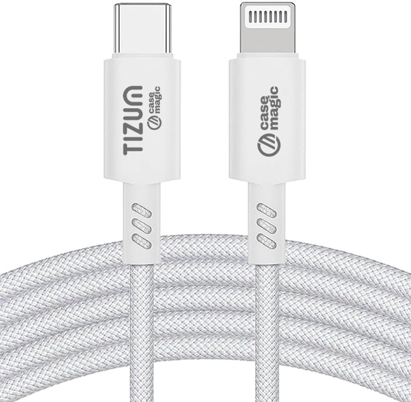 Tizum Lightning Cable 1.2 m Case Magic USB-C to Lightning Cable, 27W PD Fast Charging (Compatible with iPhone 14/13/12/11/ XS/XR/X/8/SE iPad, Mini, Pro, Max Series, White, One Cable, USB Type C To Lightning)