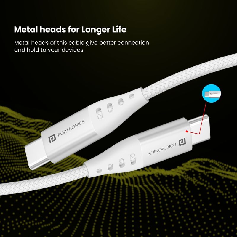 Portronics USB Type C Cable 2A 1m Konnect C1 20W PD - Image 6
