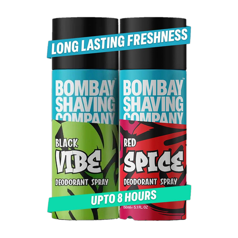 BOMBAY SHAVING COMPANY Red Spice & Black Vibe 150ml x 2 Combo Deodorant Spray – For Men