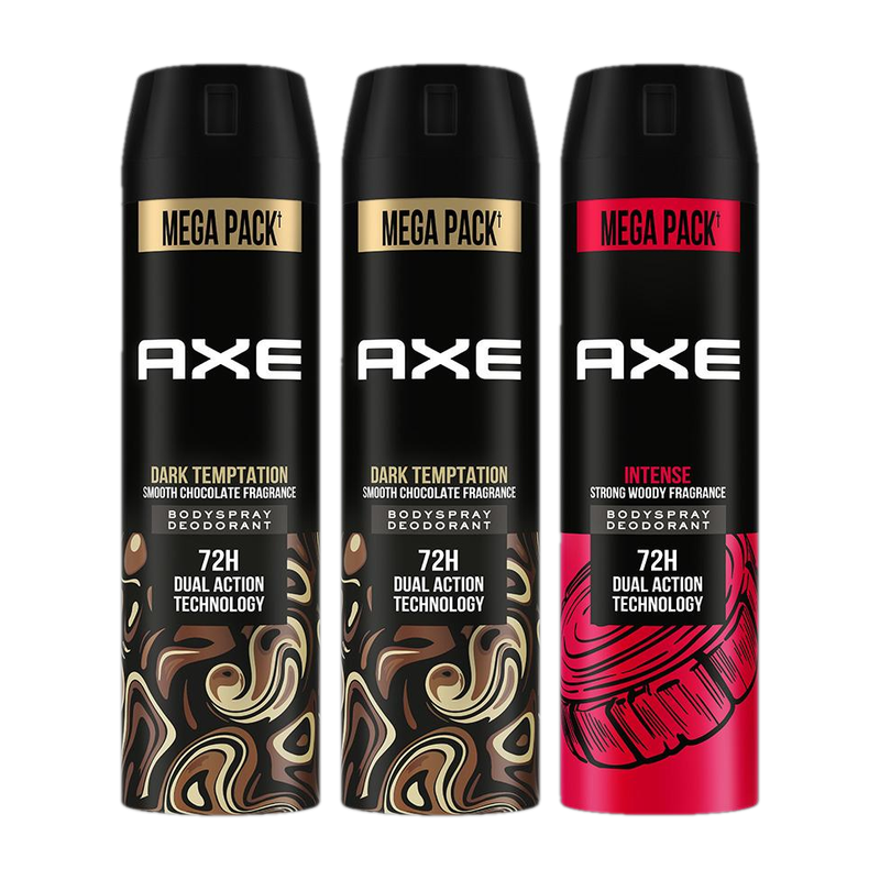 Dark Temptation and Intense Deodorant Spray  -  For Men (645 ml, Pack of 3)