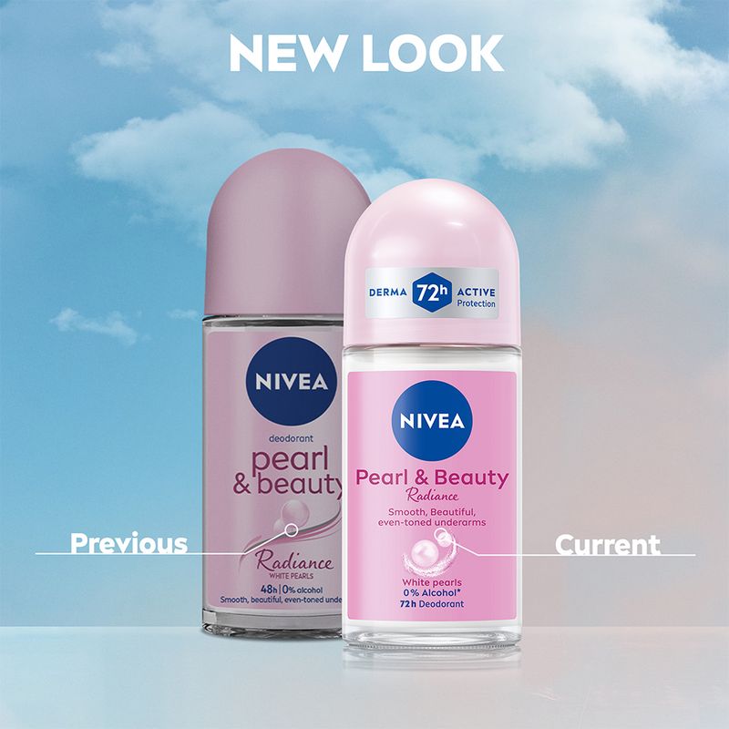 NIVEA Pearl and Beauty Radiance, Eventone Underarms, 0% Alcohol, 72h Derma Protection Deodorant Roll-on - For Women (50 ml) - Image 4
