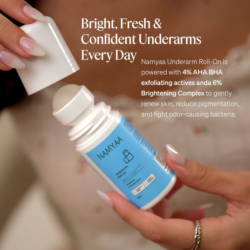 Namyaa Underarm Roll On 4% AHA BHA & 6% Brightening Complex - Image 4