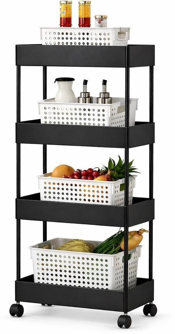 Cantus 4 Compartments High Quality Plastic Portable Storage Trolly