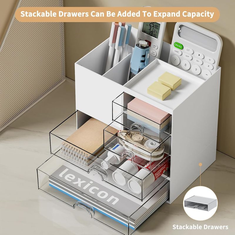 BloomKitchen 5 Compartment Plastic Desk Organizer - Image 4