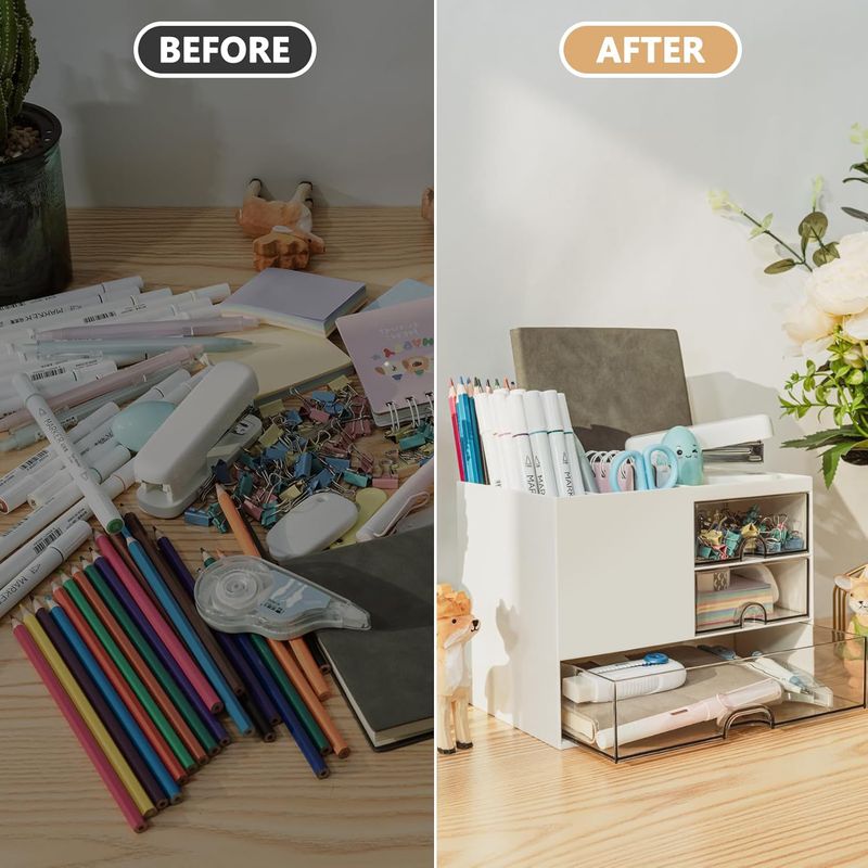 BloomKitchen 5 Compartment Plastic Desk Organizer - Image 3
