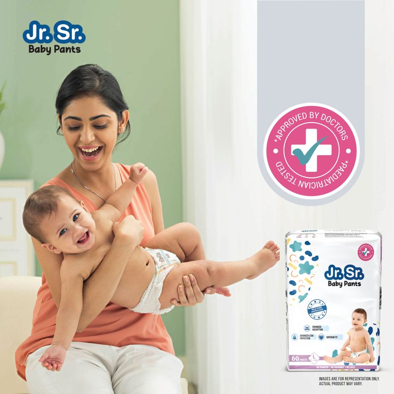 Jr. Sr. Baby Diaper Pants with Advanced Leak Protection Soft & Comfortable Pant Diapers - L (120 Pieces) - Image 4