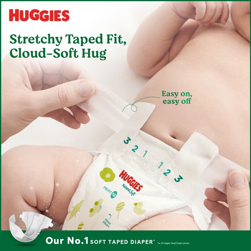 Huggies Natural Soft Premium Tape Diapers Small (S) Size, 4-8 kgs - Image 5