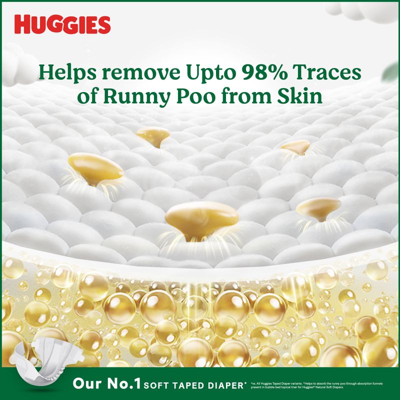 Huggies Natural Soft Premium Tape Diapers Small (S) Size, 4-8 kgs - Image 3