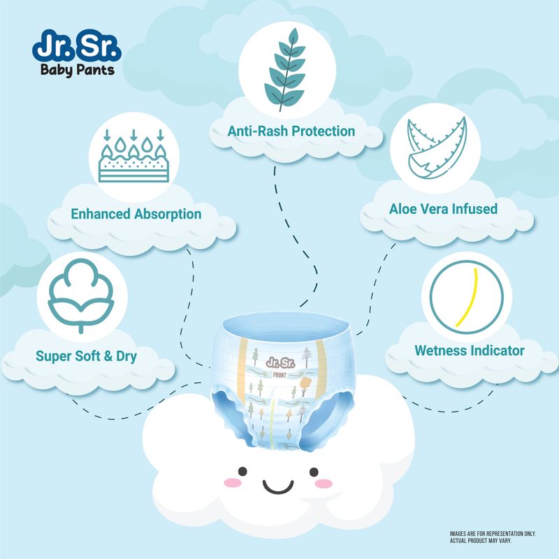 Jr. Sr. Baby Diaper Pants with Advanced Leak Protection Soft & Comfortable Pant Diapers - L (120 Pieces) - Image 6