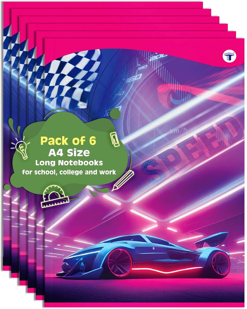 Target Publications A4 Size Long Notebooks | Single Line copy | 76 Pages | 21x29.7 cm | Pack of 6 A4 Notebook Single Line 456 Pages Multicolor, Pack o