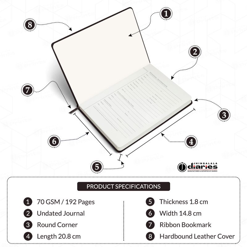 Jhingalala A5 Leather Notebook Diary, Ruled 192 Pages, Dark Brown - Image 6