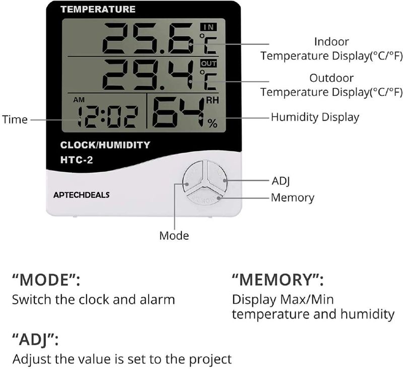 APTECHDEALS HTC-2 Digital Hygrometer Thermometer - Image 6